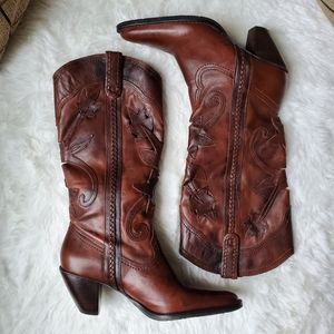 Brown Leather Western Cowboy Boots size 9m